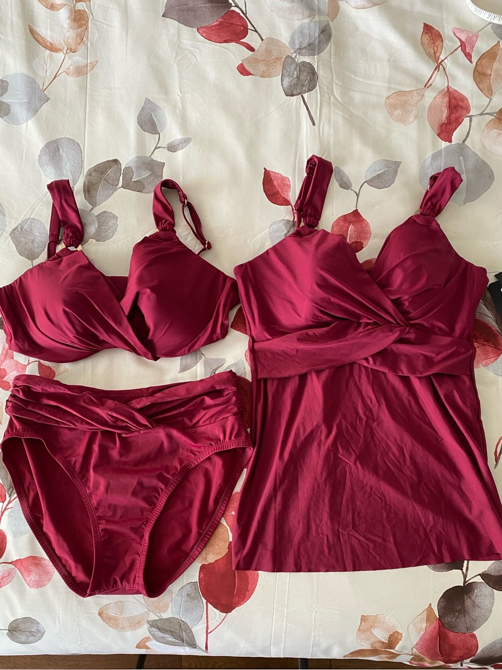 Miraclesuit Burgundy 3 Piece Swim Set 34DD/10